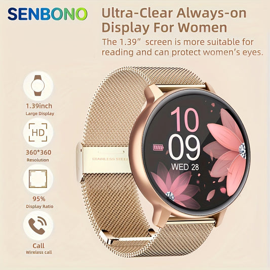 Chrono elite store - 2023 New  Women's Smart Watch - 100+ Sports Modes, Wireless Phone Call, Activity Tracker, Information Reminder, Custom Dials, Compatible with iPhone and Android, Perfect Gift for Ladies